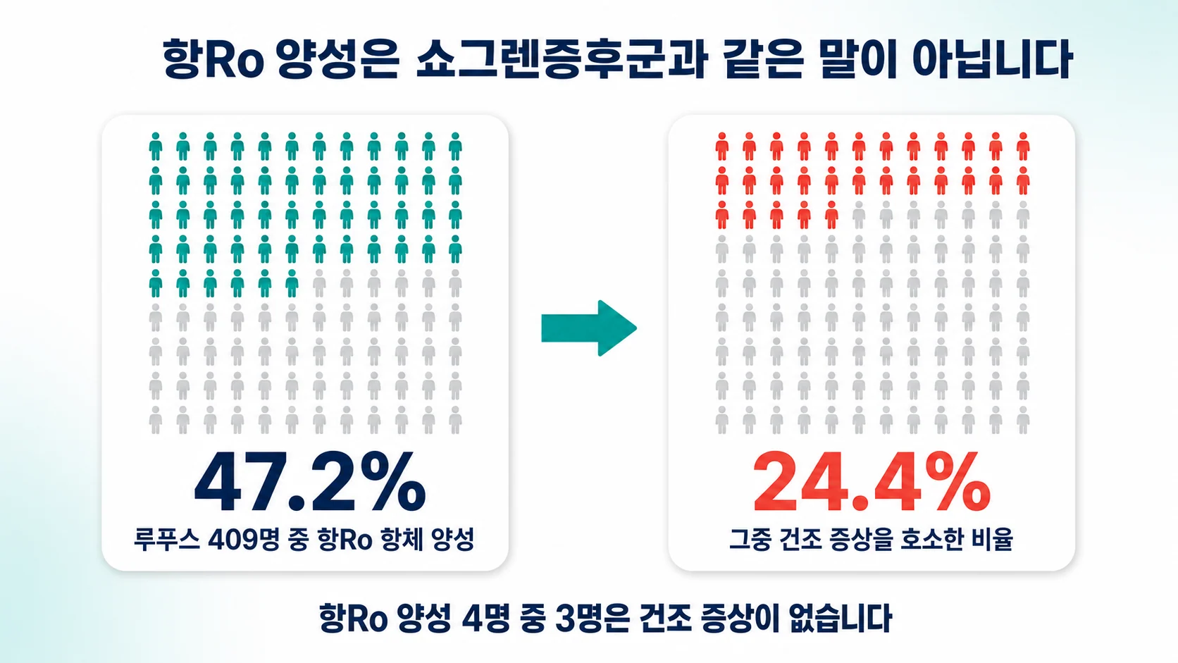 항Ro 양성 루푸스 환자 중 건조 증상을 호소한 비율을 나타낸 도해