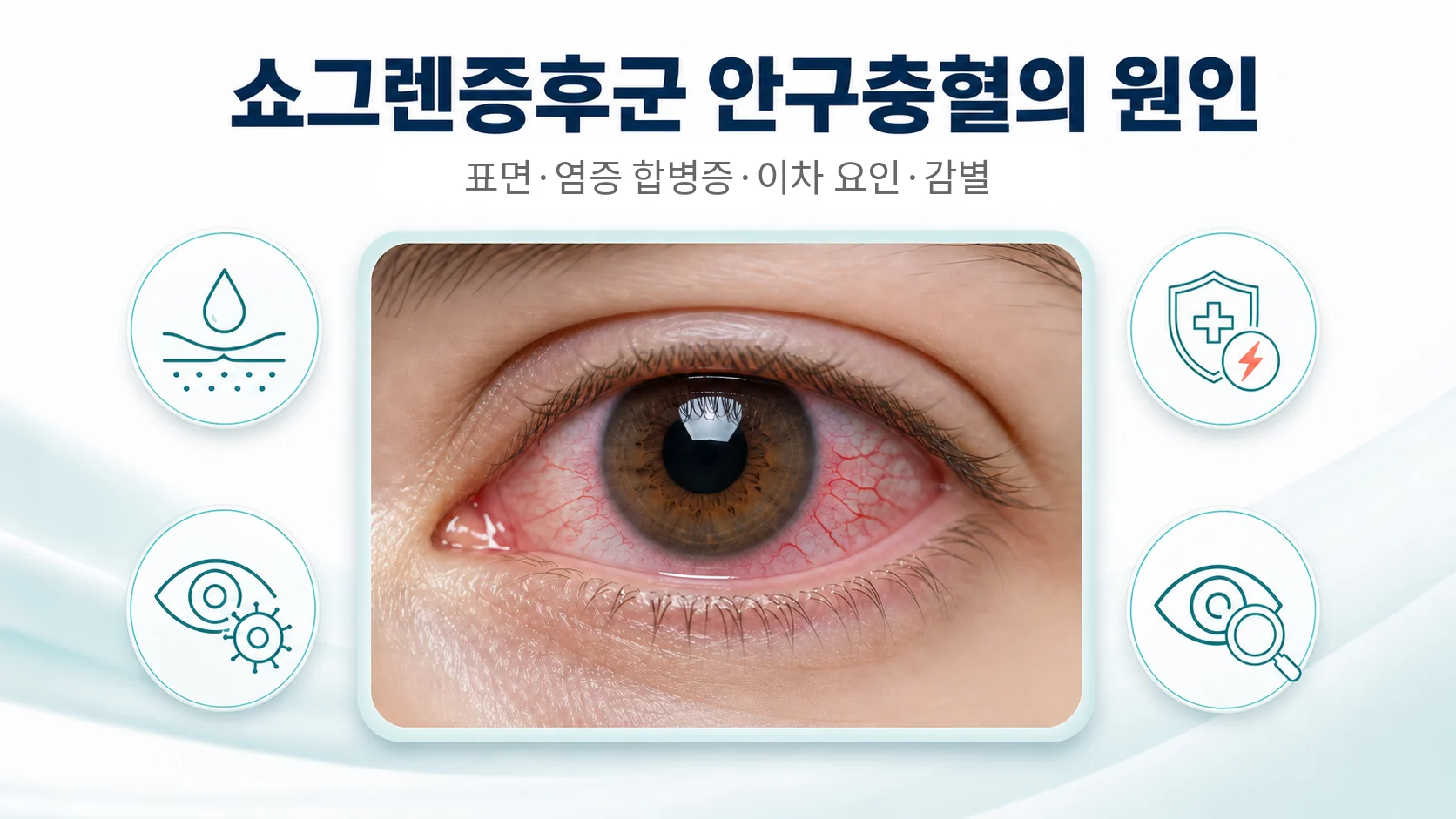 쇼그렌 안구충혈의 여러 원인을 정리한 대표 이미지