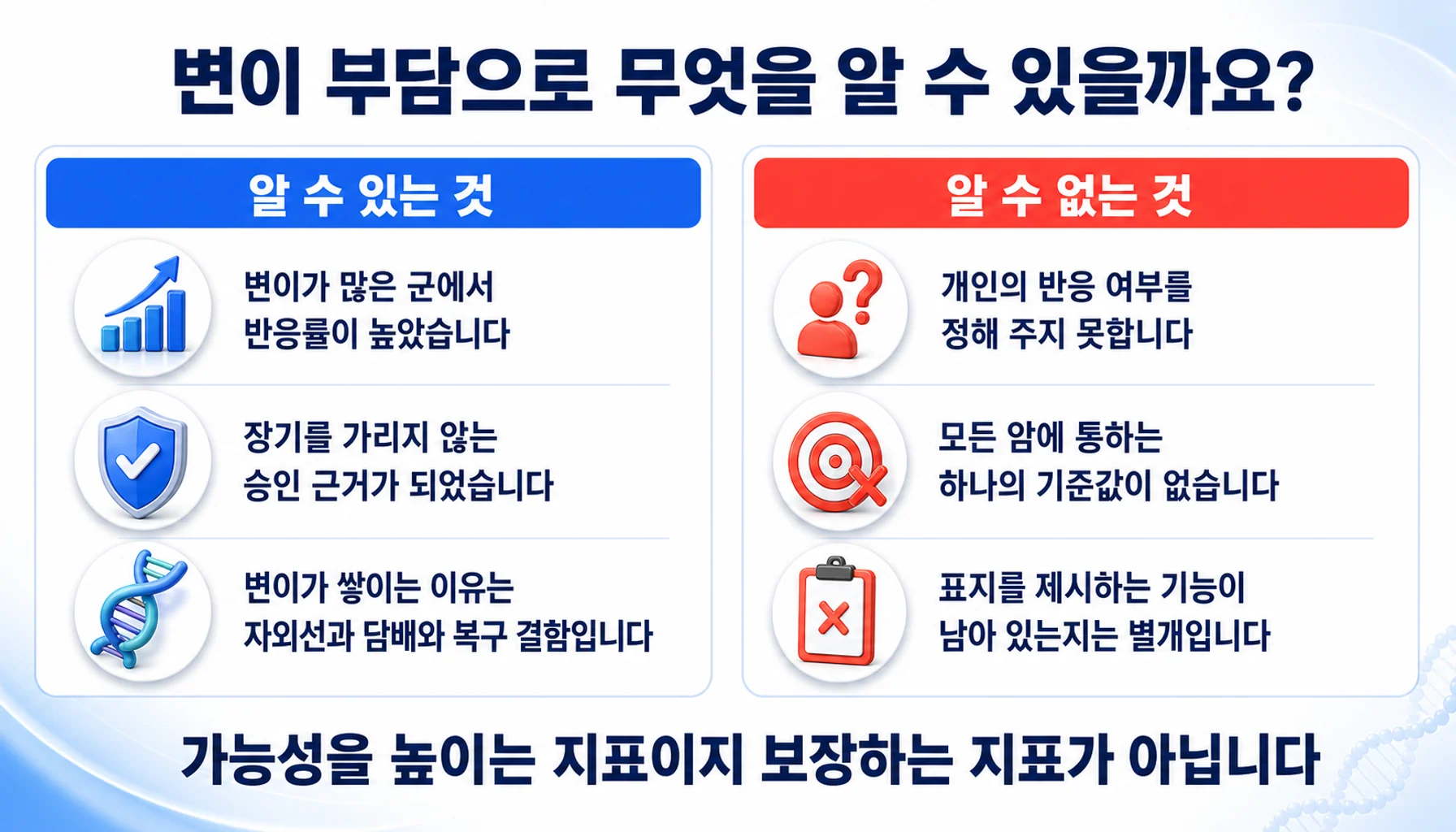 변이 부담으로 확인된 것과 확인되지 않은 것을 두 칸으로 정리한 그림