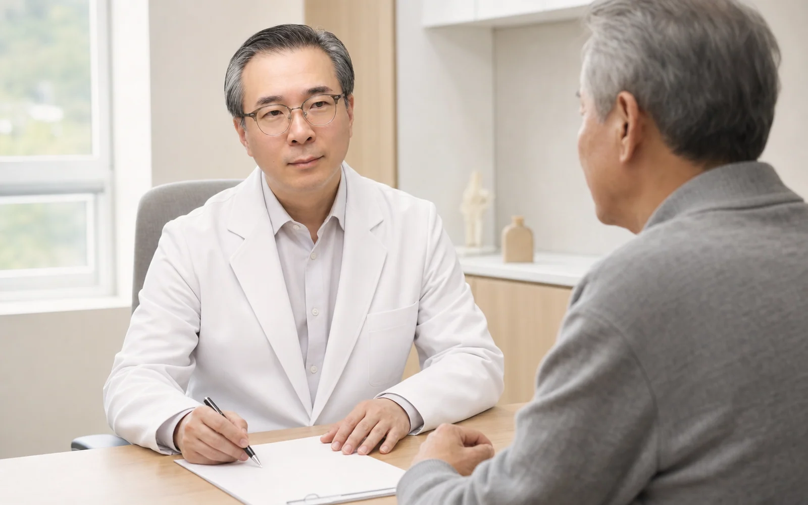 환자와 상담하는 진료실 장면