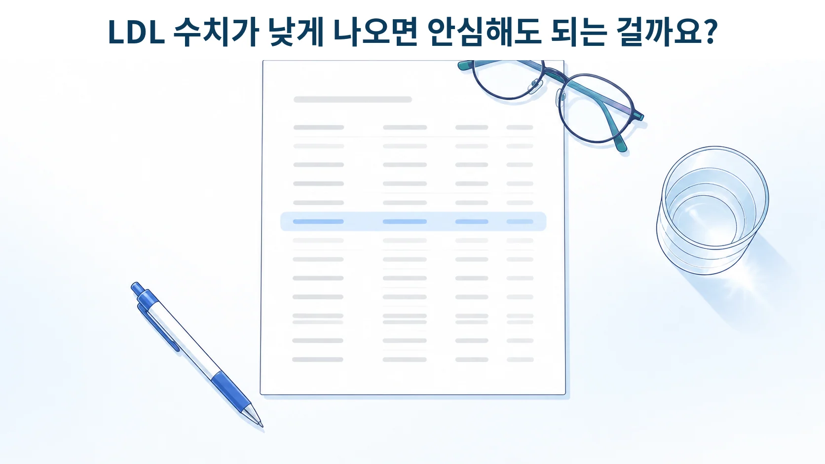 건강검진 결과지의 콜레스테롤 항목을 확인하는 장면