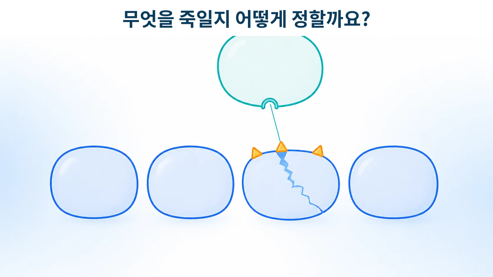 스트레스를 받은 세포가 표면에 표지를 내걸어 순찰 세포에 알리는 모습을 형상화한 개념 그림