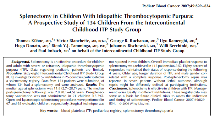 ITP(면역성 혈소판자반증) 아동의 비장절제술의 효과를 예측할 수 있을까요? 인천 이레 한의원