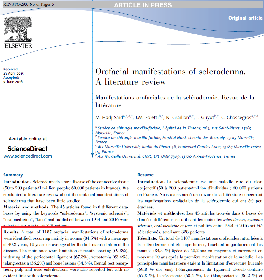 구강건조증의 원인 4. 피부경화증(Scleroderma)