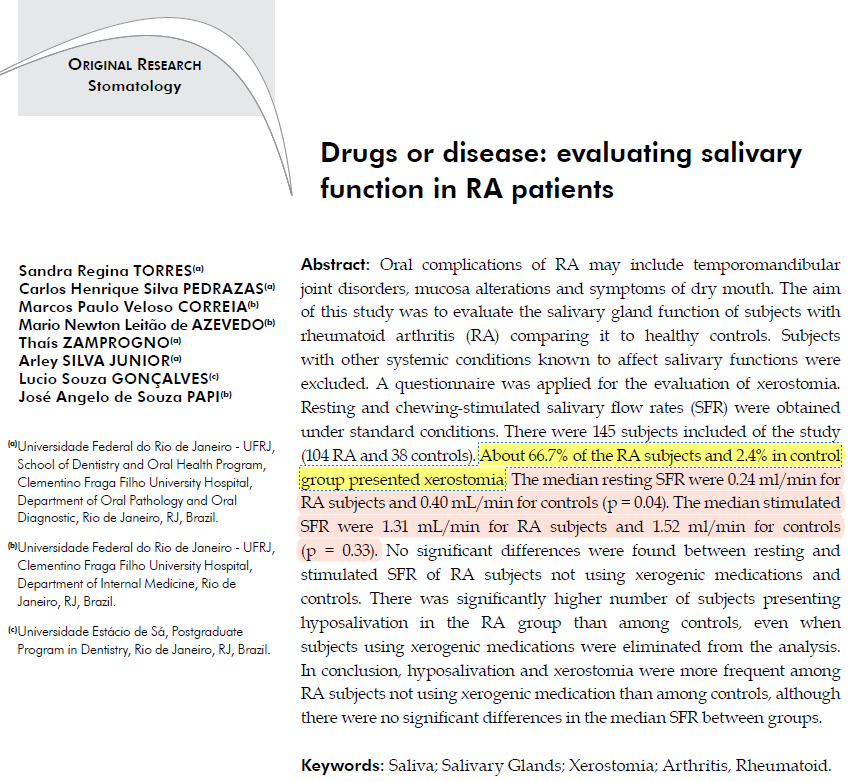 류마티스 관절염 환자의 구강건조증, 인천 이레한의원