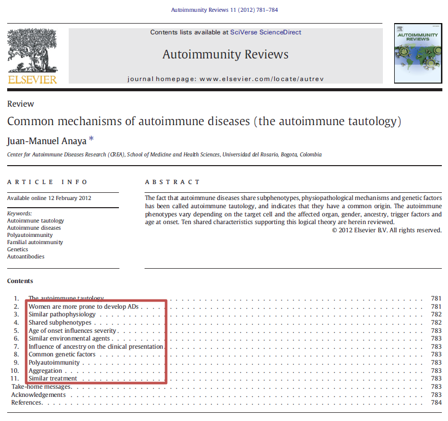자가면역질환의 10가지 공통점 (the autoimmune tautology)