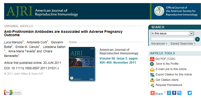 항인지질항체증후군과 Anti-Prothrombin antibodies