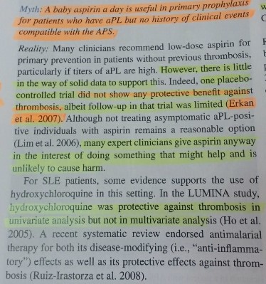 항인지질항체증후군에 아스피린은 훌륭한 치료약일까요?