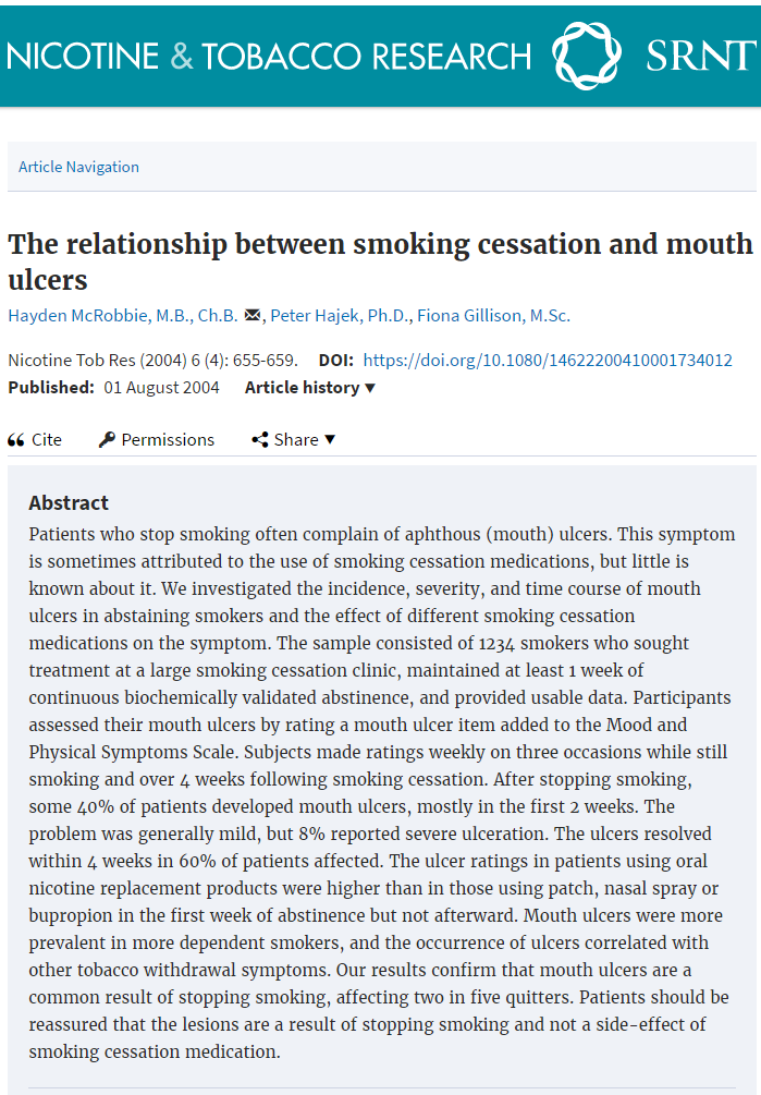 금연 후 나타날 수 있는 증상들