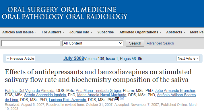 입마름증 원인이 되는 항우울제의 작용