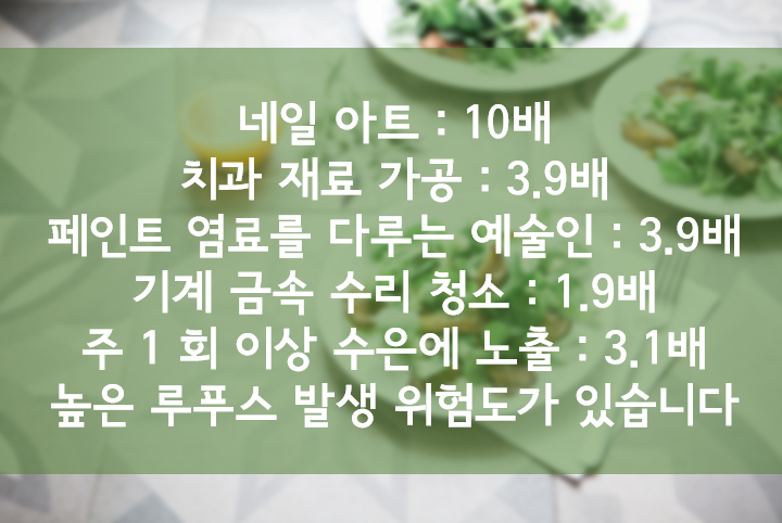 직업별 루푸스 발생 위험도 비교