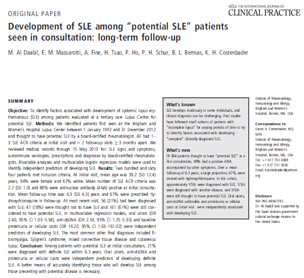 루푸스 의증(잠재적 루푸스)이 실제 루푸스로 진행될 확률은 얼마나 될까요?