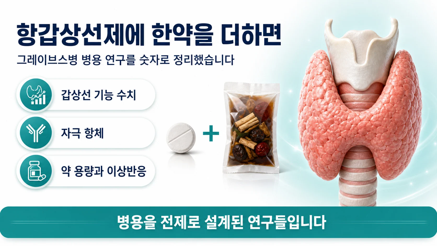 그레이브스병에서 한약 병용의 근거를 정리한 대표 이미지