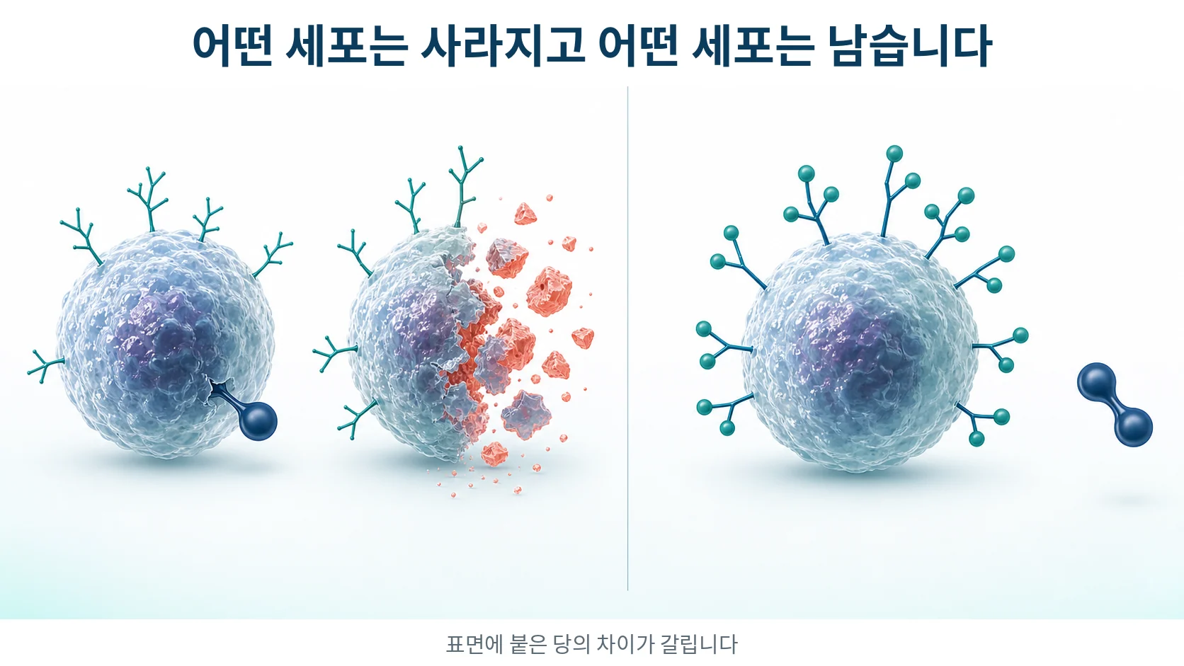 갈렉틴-1에 반응해 사라지는 세포와 살아남는 세포