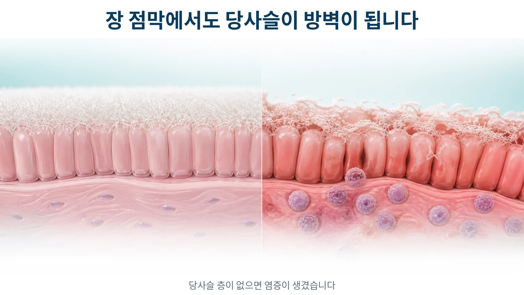 장 점막에서 당사슬이 방벽 노릇을 하는 구조