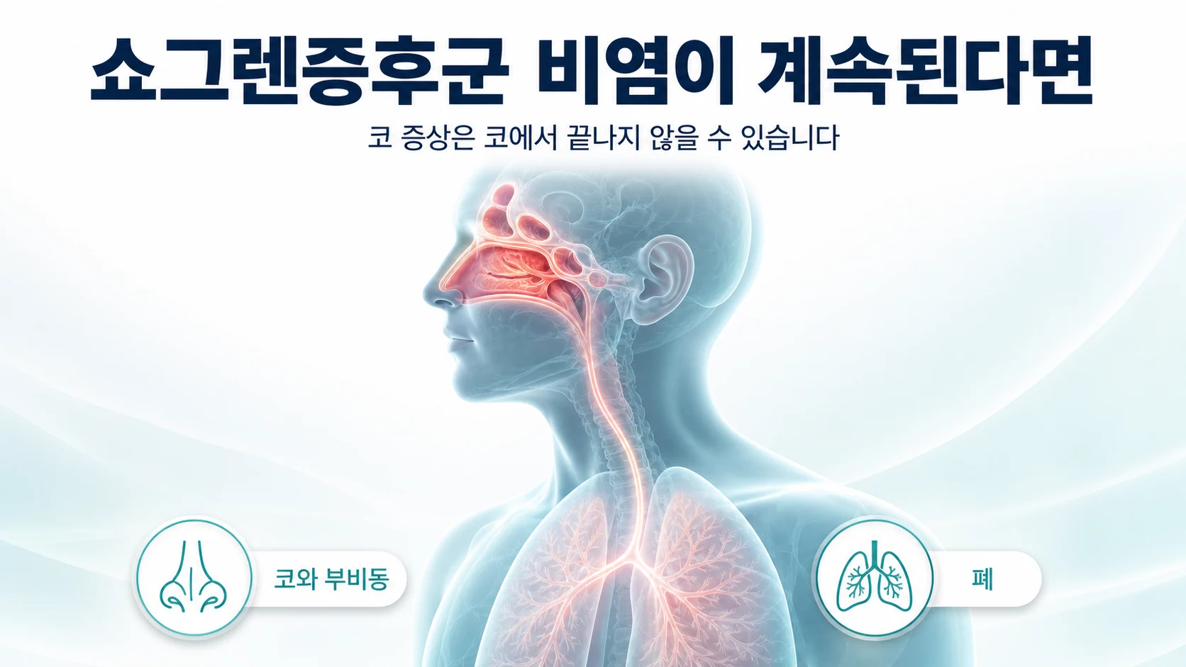 쇼그렌증후군에서 코 증상이 지속될 때 살펴야 할 점을 설명하는 대표 이미지