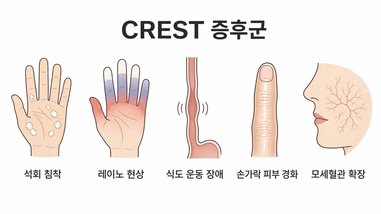 CREST 증후군의 다섯 가지 구성 증상