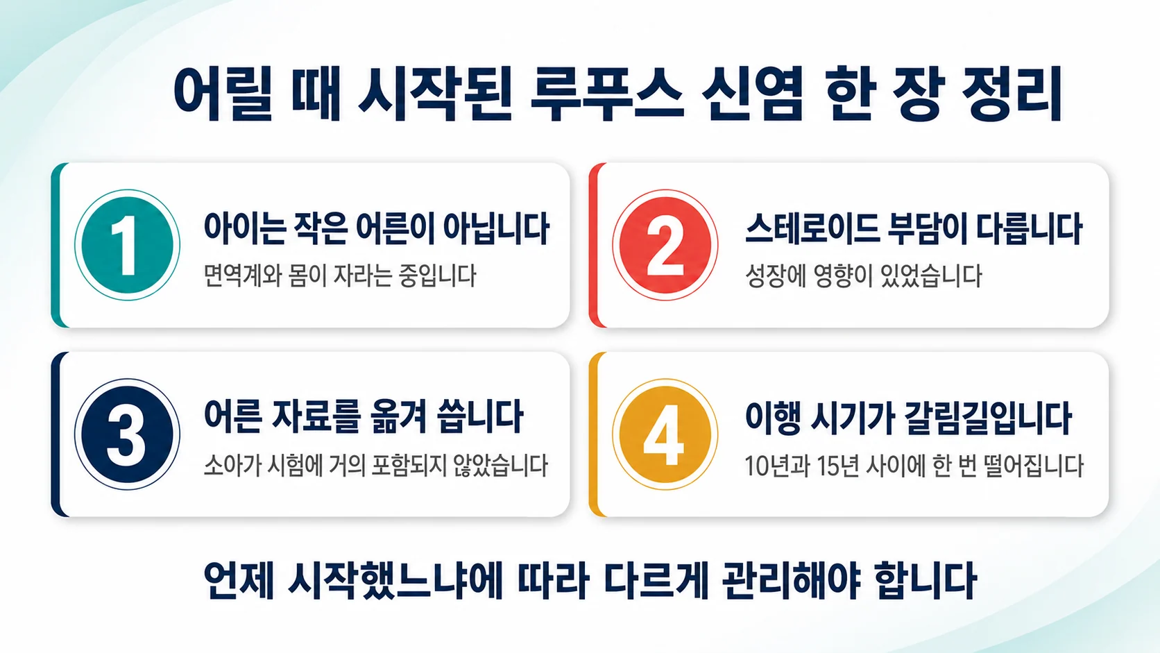 어릴 때 시작된 루푸스 신염을 한 장으로 정리하면