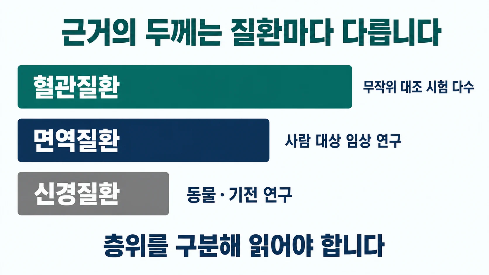 혈관질환·면역질환·신경질환의 근거 두께 비교