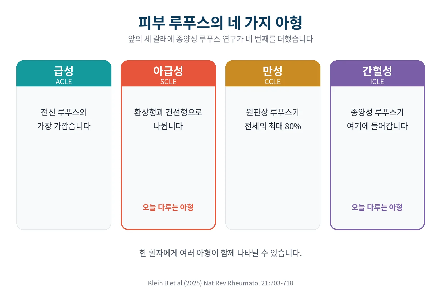피부 루푸스의 네 가지 아형 분류
