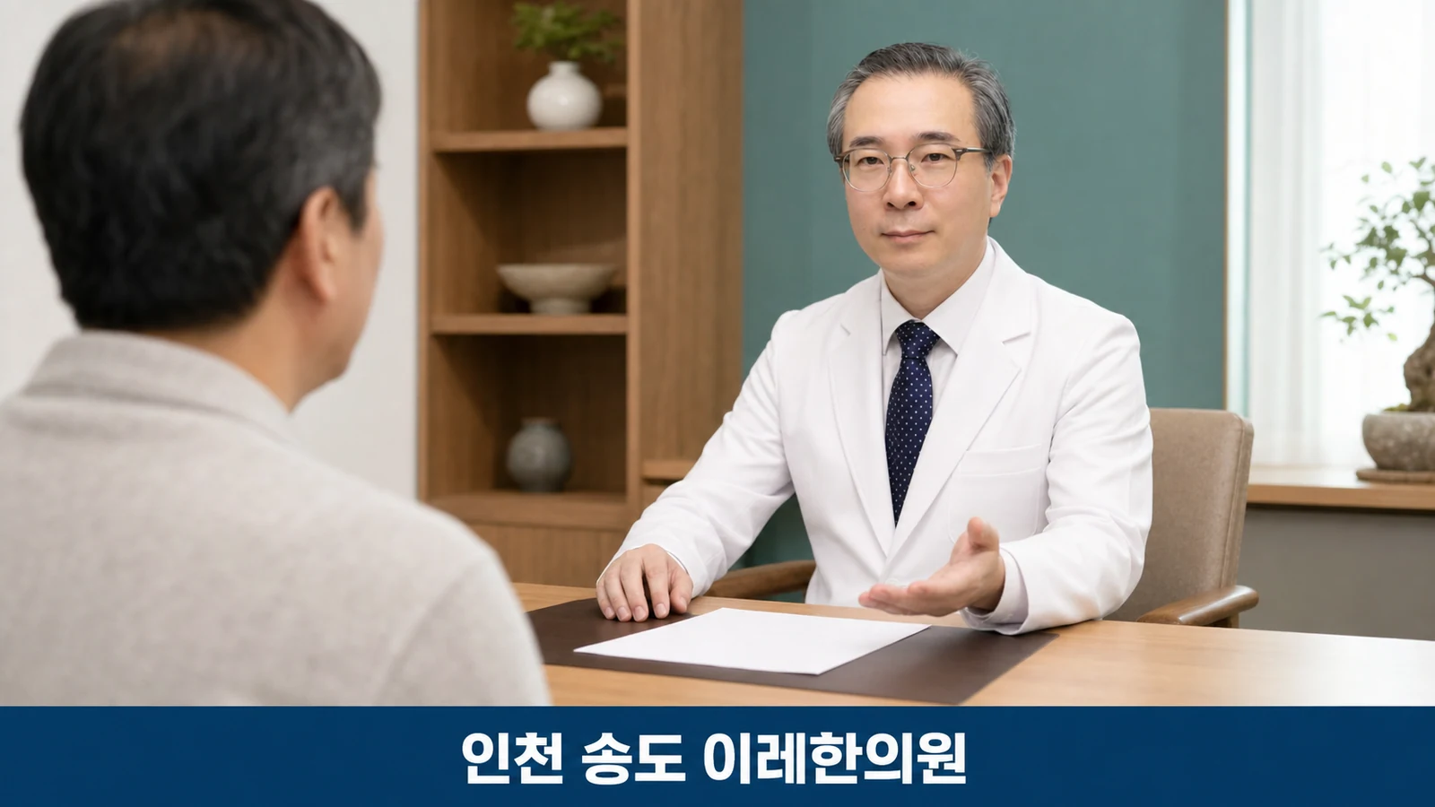 인천 송도 이레한의원 진료실에서 환자와 상담하는 한의사의 모습