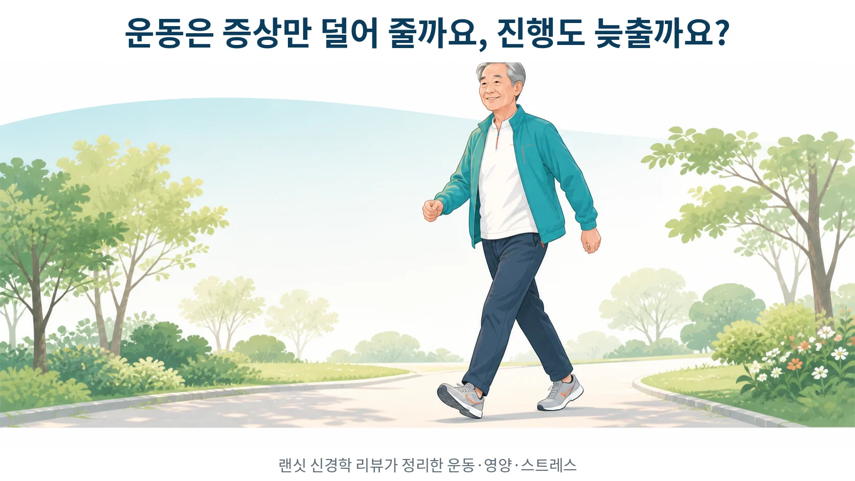 파킨슨병에서 생활 습관이 증상과 진행에 미치는 영향을 설명하는 안내 이미지