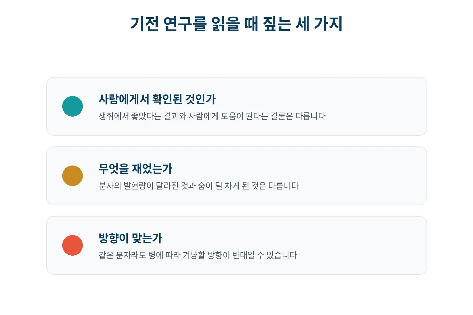 기전 연구를 읽을 때 짚는 세 가지