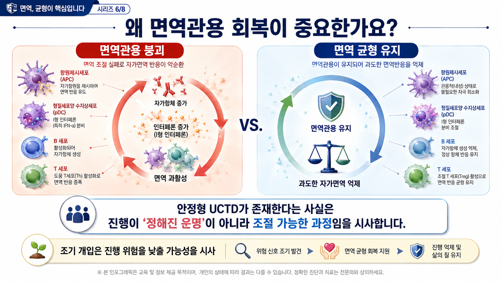 면역관용 붕괴 vs 균형 유지 — 왜 면역관용 회복이 진행을 막는 열쇠인가