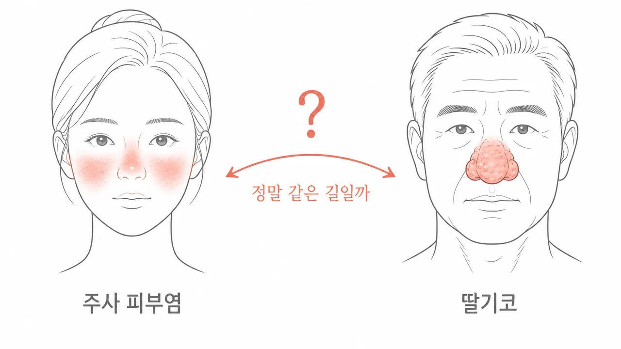 딸기코, 주사 피부염을 방치해서 생기는 것일까 — 최근 근거로 본 관련성