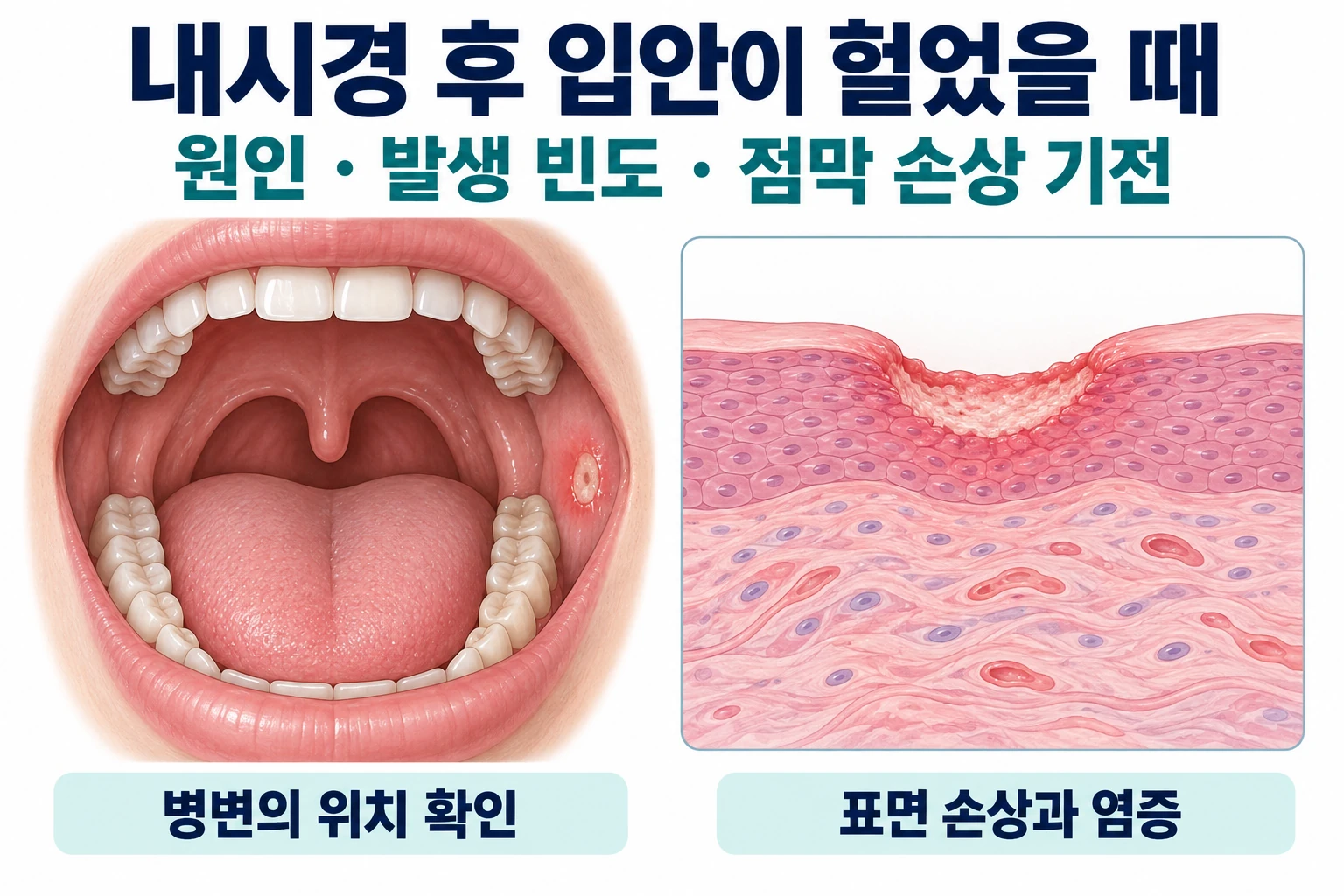 내시경 후 구내염, 검사 직후 입안과 목이 따갑고 헐었을 때