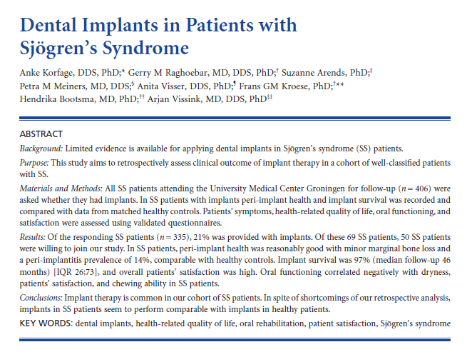 쇼그렌증후군 환자의 임플란트 문제 없을까요?