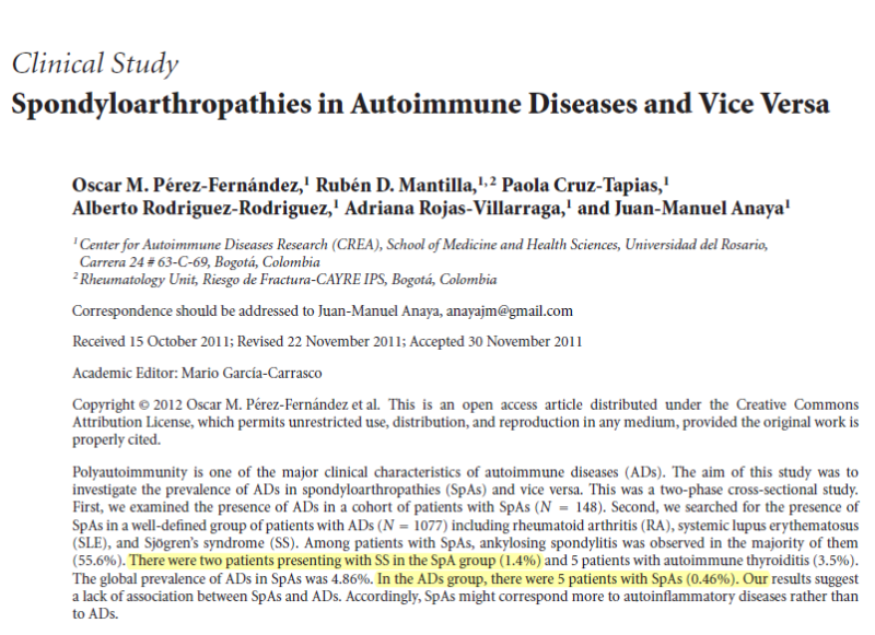 강직성척추염과 쇼그렌증후군