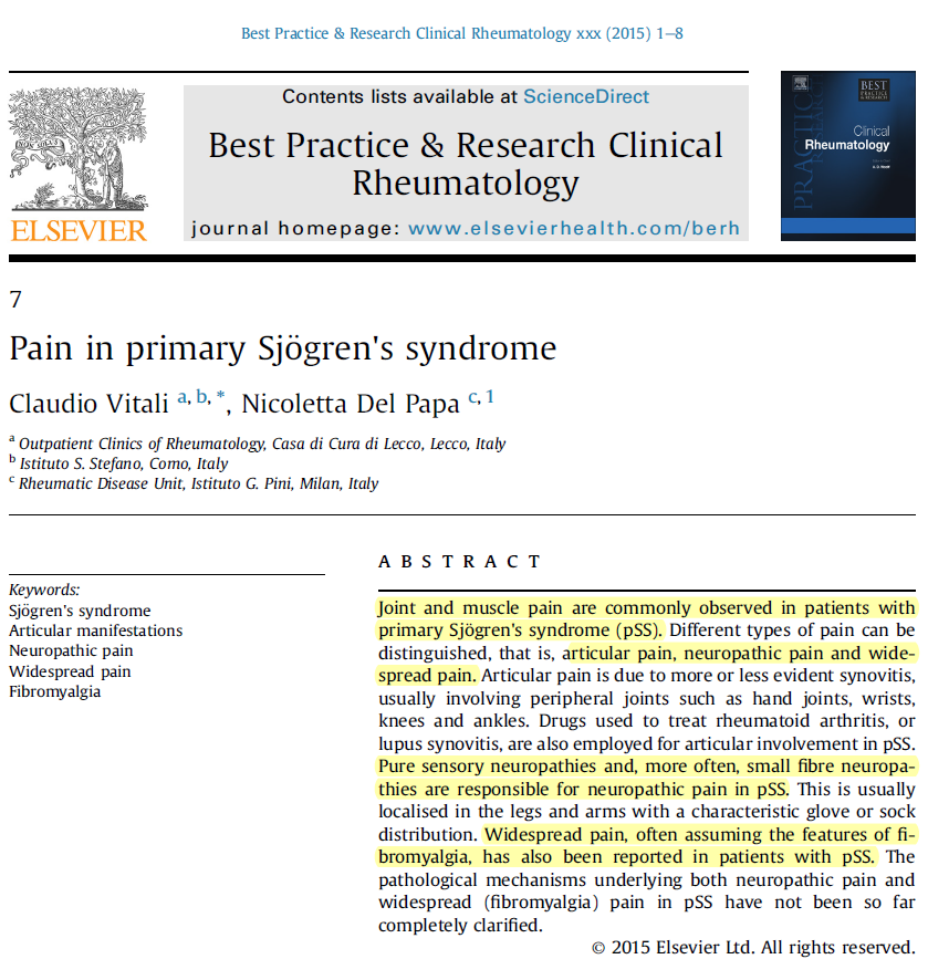 쇼그렌증후군 환자의 통증