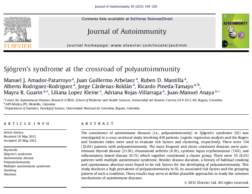 쇼그렌증후군과 함께 나타나는 자가면역질환들 (polyautoimmunity)