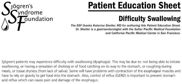 쇼그렌증후군과 삼킴 장애(swallowing disorders)