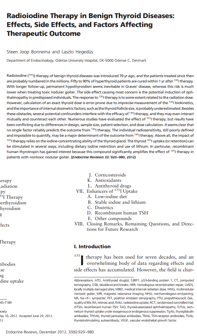 갑상선에 대한 방사선 치료 이후 발생하는 부작용 - 침샘염 구강건조증 쇼그렌증후군