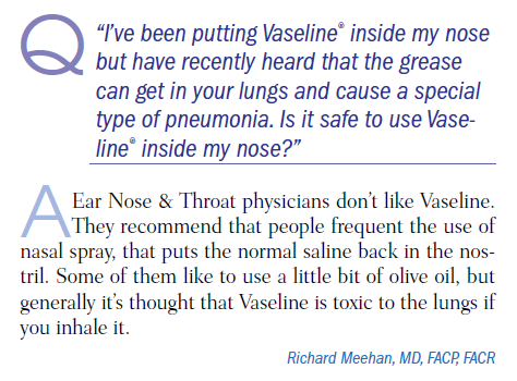 쇼그렌증후군 증상으로 코가 마를 때 - 바셀린 발라도 될까요?