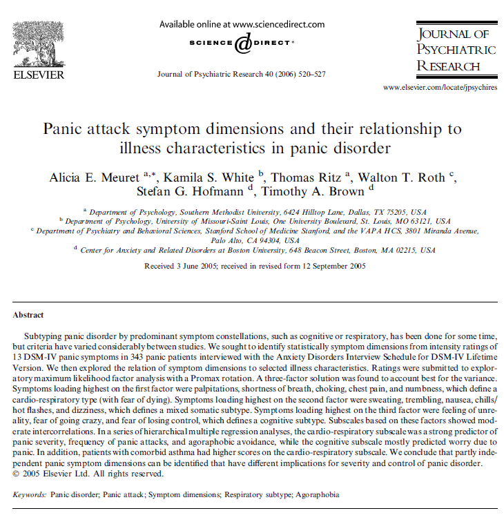 쇼그렌증후군 진단의 걱정으로 인한 공황장애의 증상
