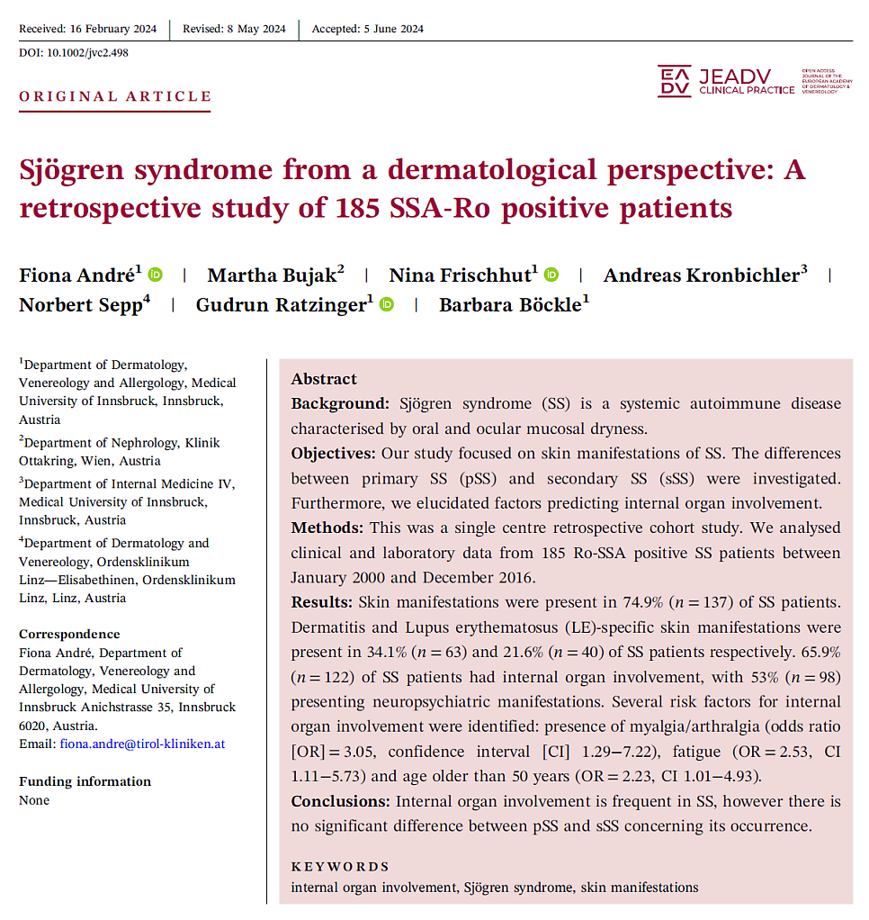 쇼그렌증후군에서 탈모와 피부질환이 나타나는 이유와 빈도