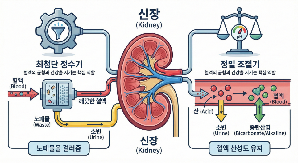 쇼그렌증후군과 신장 기능 관계 도식