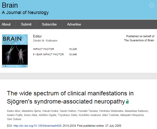 쇼그렌 증후군 환자에게 나타나는 신경병증의 특징 1 편