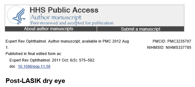 쇼그렌증후군 환자의 라식 후 안구건조증