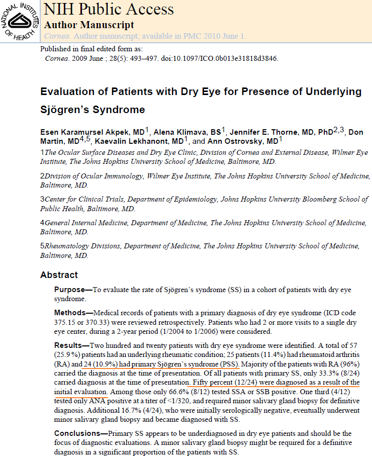 안구건조증 쇼그렌증후군이 원인 질환일 수 있습니다. 