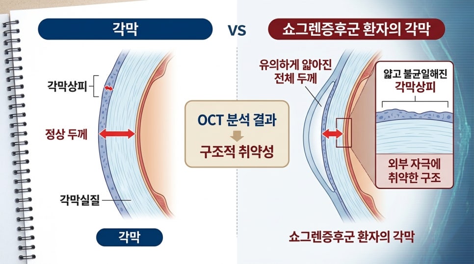 쇼그렌증후군 안구건조증 있는 각막 상태는 어떨까